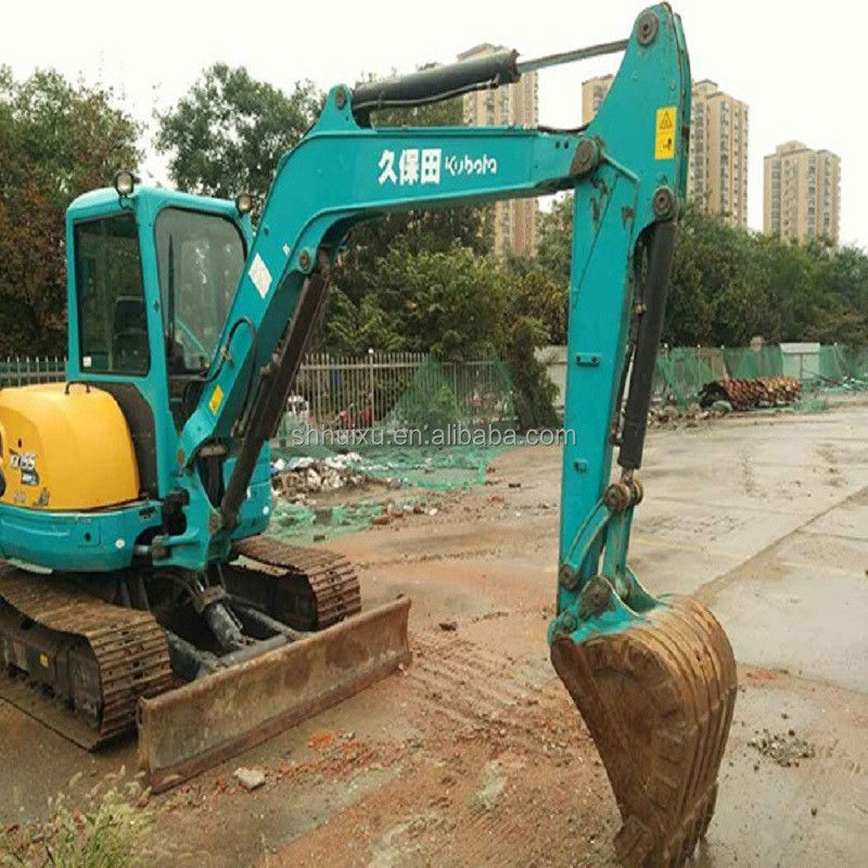 Япония качество использованный экскаватор Kubota 155 маленький 5,5 тонны мини вторую руку ползучий экскаватор с лезвием и линией разрыва