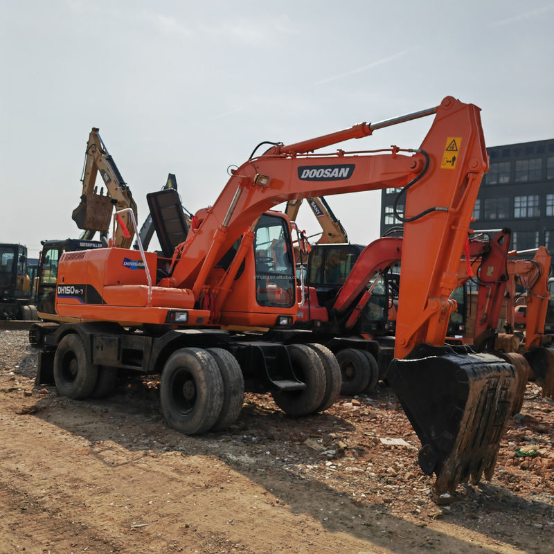 90 Новый колесный экскаватор подержанный DOOSAN DH150W-7 Подержанный 4-колесный экскаватор
