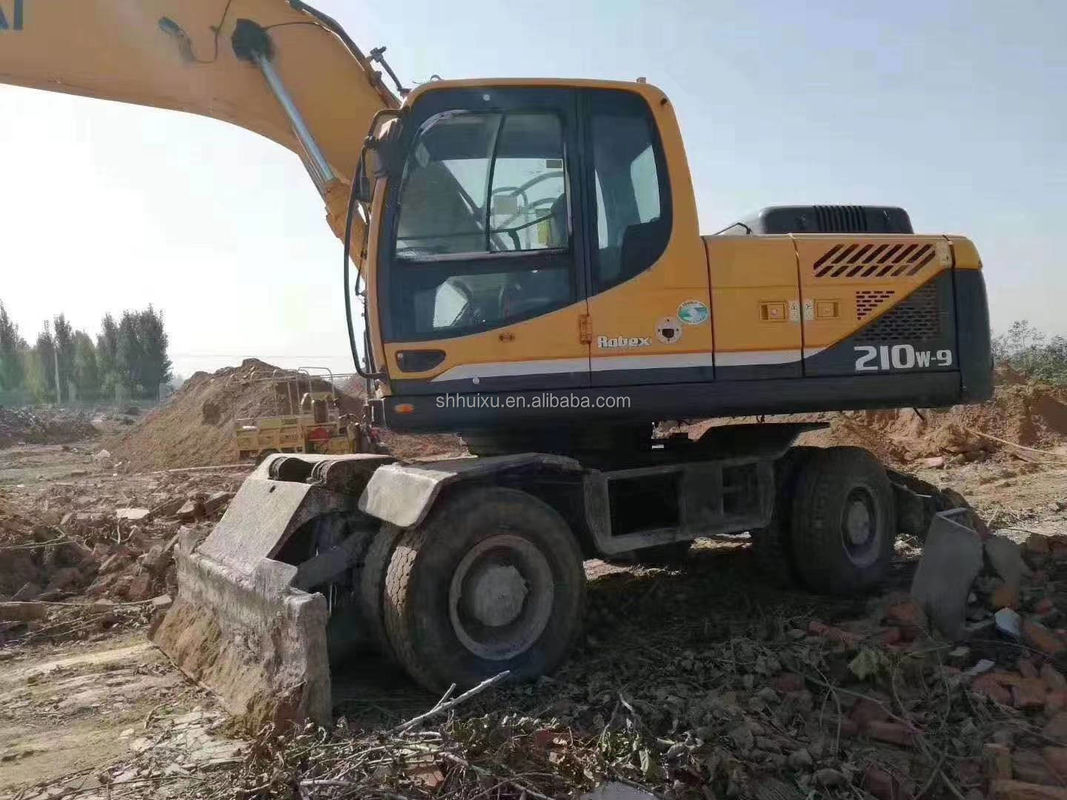 корейский оригинал 2014 года Подержанный экскаватор на колесах Hyundai R210w-9/машина для шин R210w-9 Hyundai на продажу