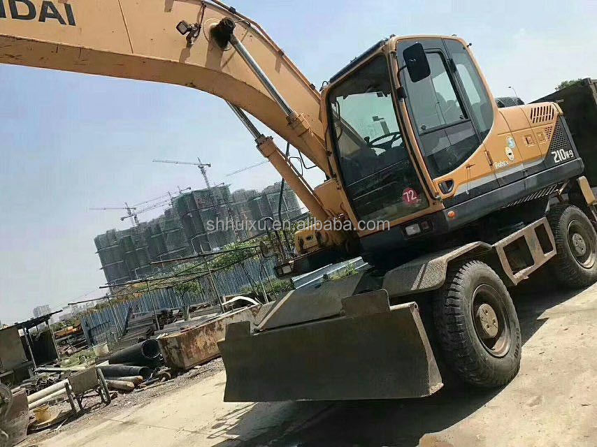 корейский оригинал 2014 года Подержанный экскаватор на колесах Hyundai R210w-9/машина для шин R210w-9 Hyundai на продажу