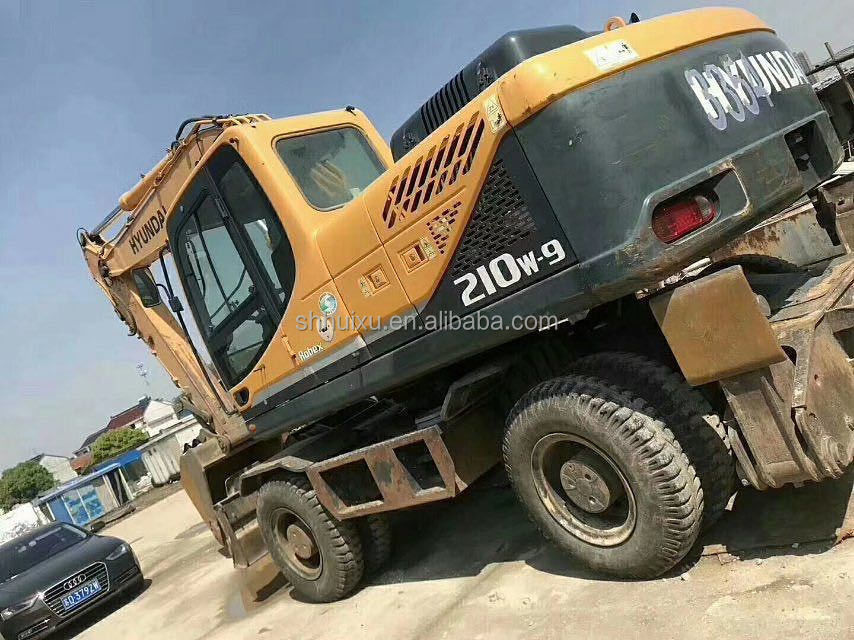 корейский оригинал 2014 года Подержанный экскаватор на колесах Hyundai R210w-9/машина для шин R210w-9 Hyundai на продажу